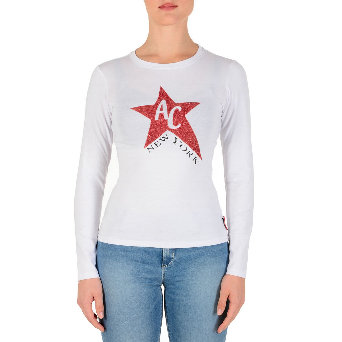 Andrew Charles By Andy Hilfiger T-shirt da donna LS TS602 031002 PHENIX WHITE S8