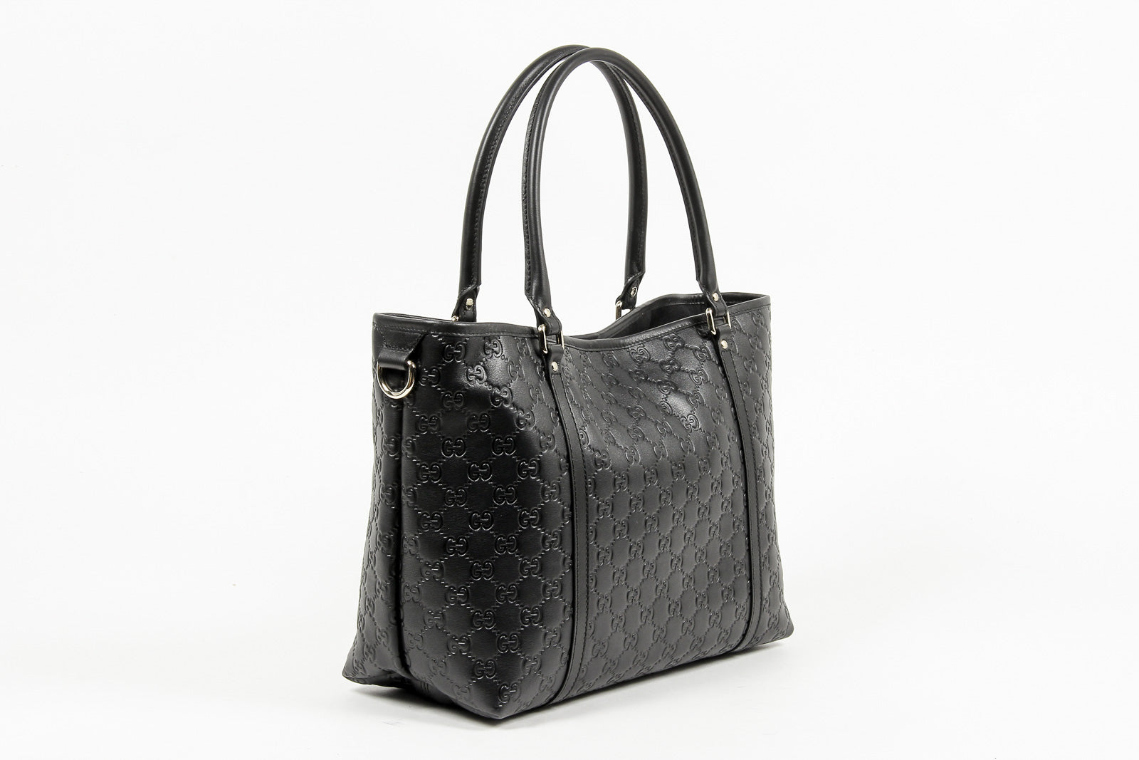 Borsa a mano Gucci da donna in pelle Guccissima nera con logo GG