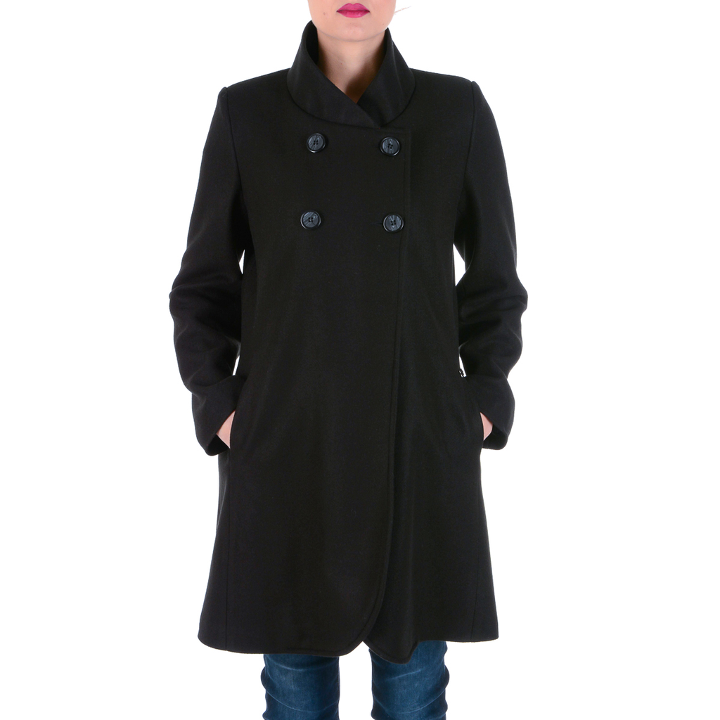 V 1969 Italia Cappotto da donna a maniche lunghe nero CHEYENNE