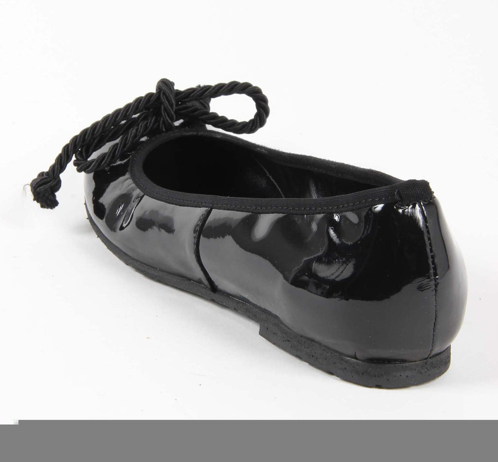 V 1969 Italia Ballerina da donna E08 VERNICE NERO CORDA