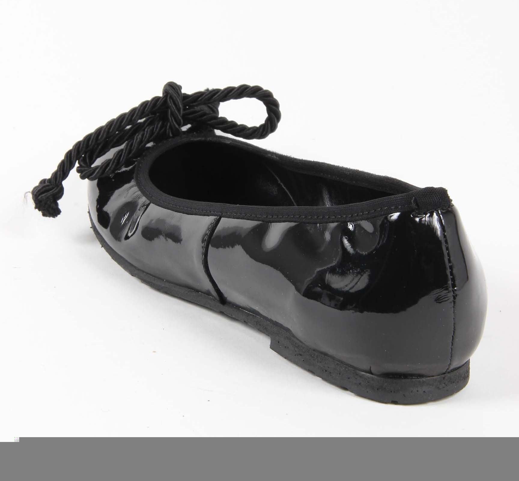 V 1969 Italia Ballerina da donna E08 VERNICE NERO CORDA