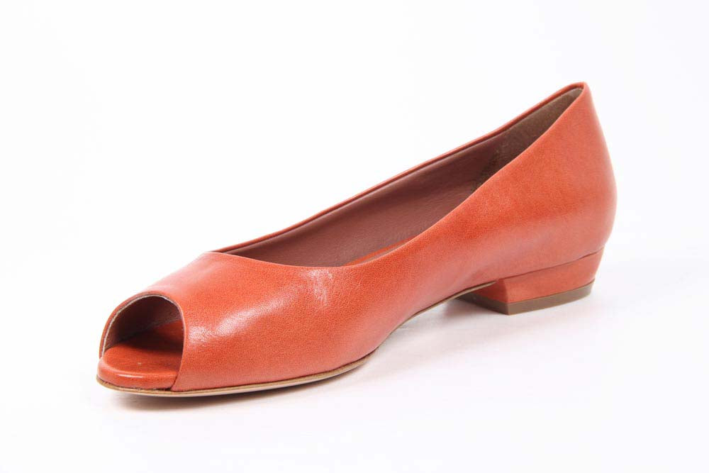 V 1969 Italia Ballerina da donna con tacco e punta aperta 5480-STEFY PE ELIOS15AR CAPRETTO ARANCIO
