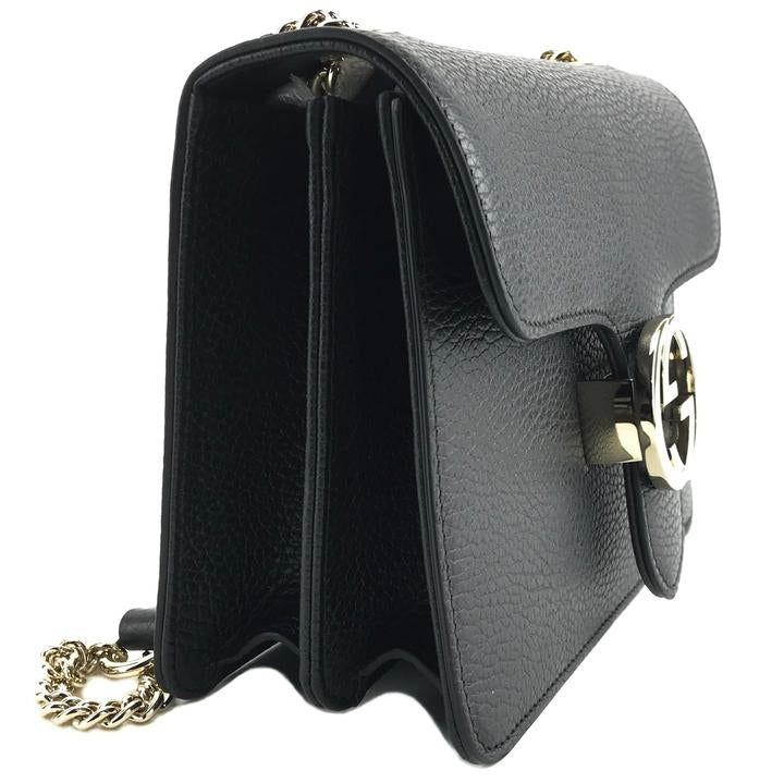 Borsa Gucci Interlocking in pelle con catena nera