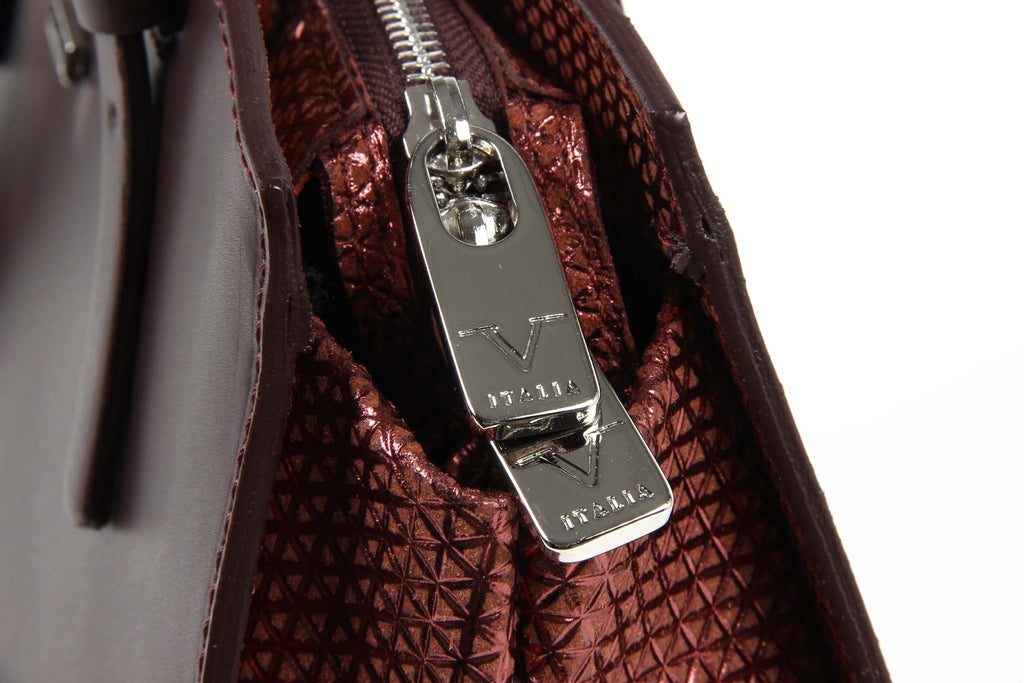V 1969 Italia Womens Handbag V016-S RUGA STAMPATO BORDEAUX