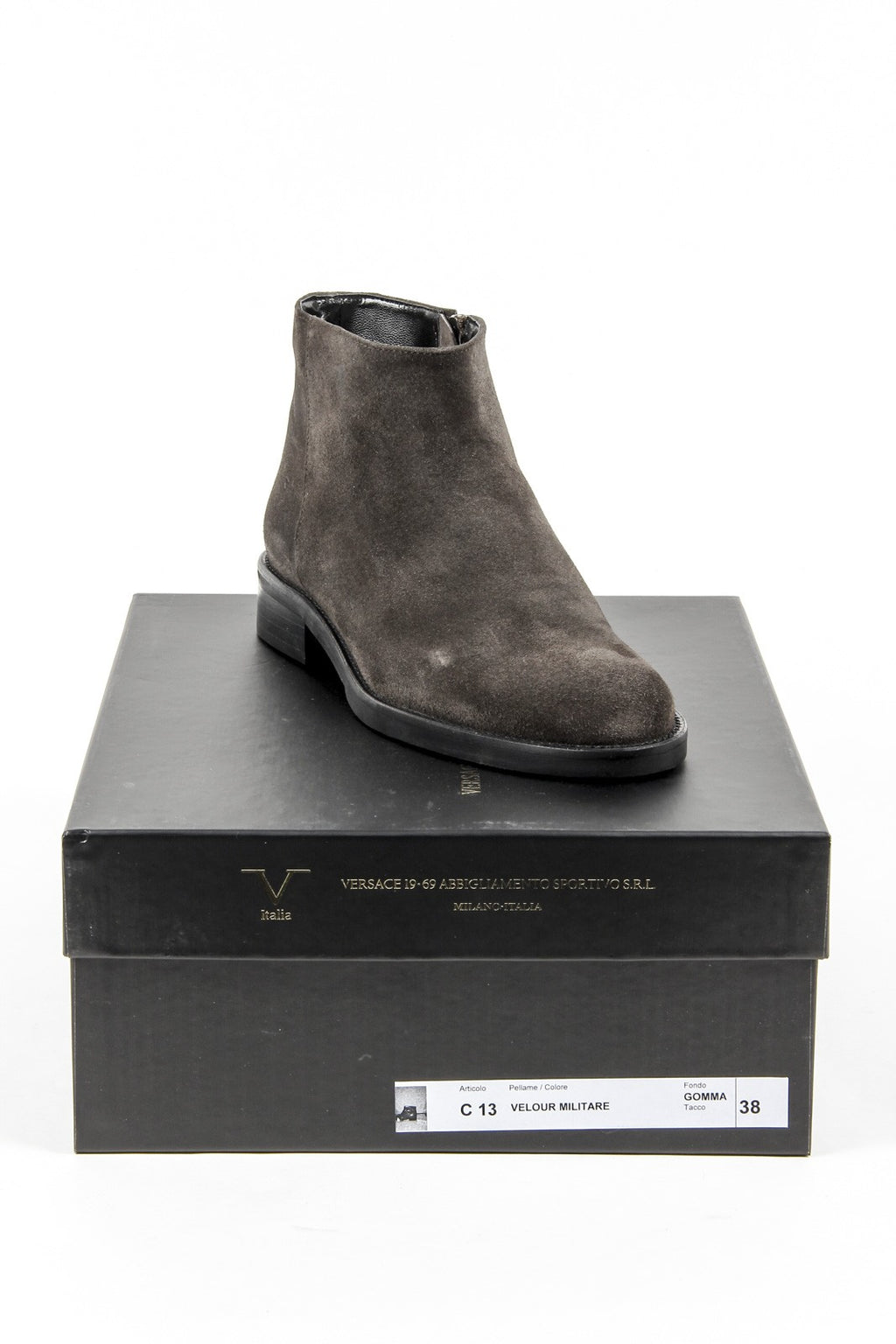 V 1969 Italia Womens Ankle Boot C13 VELOUR MILITARE