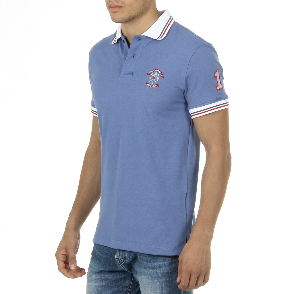 Polo da uomo a maniche corte Ufford & Suffolk Polo Club azzurro DAGO