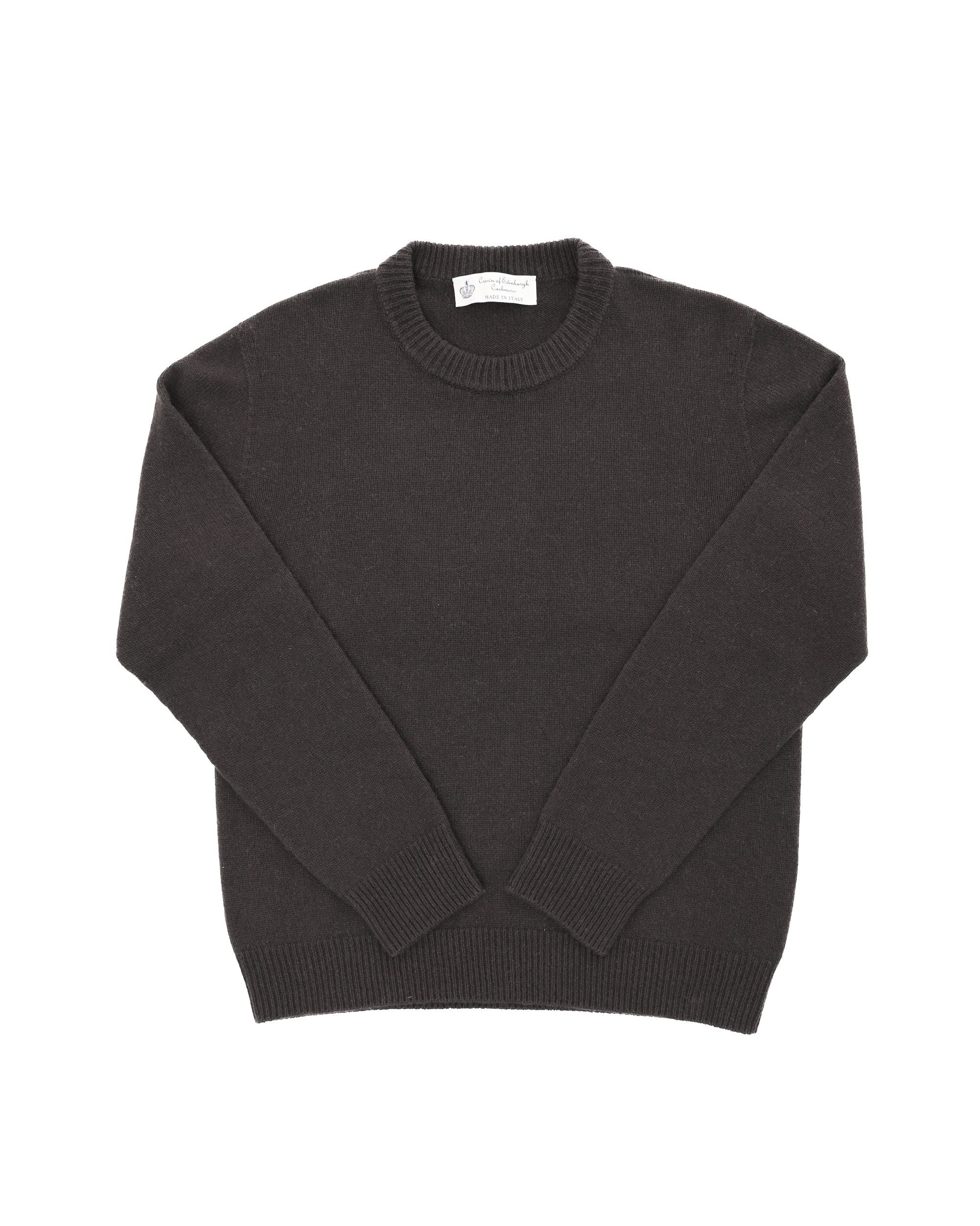 Maglione girocollo da uomo in cashmere Crown of Edinburgh COE 009 MARRONE