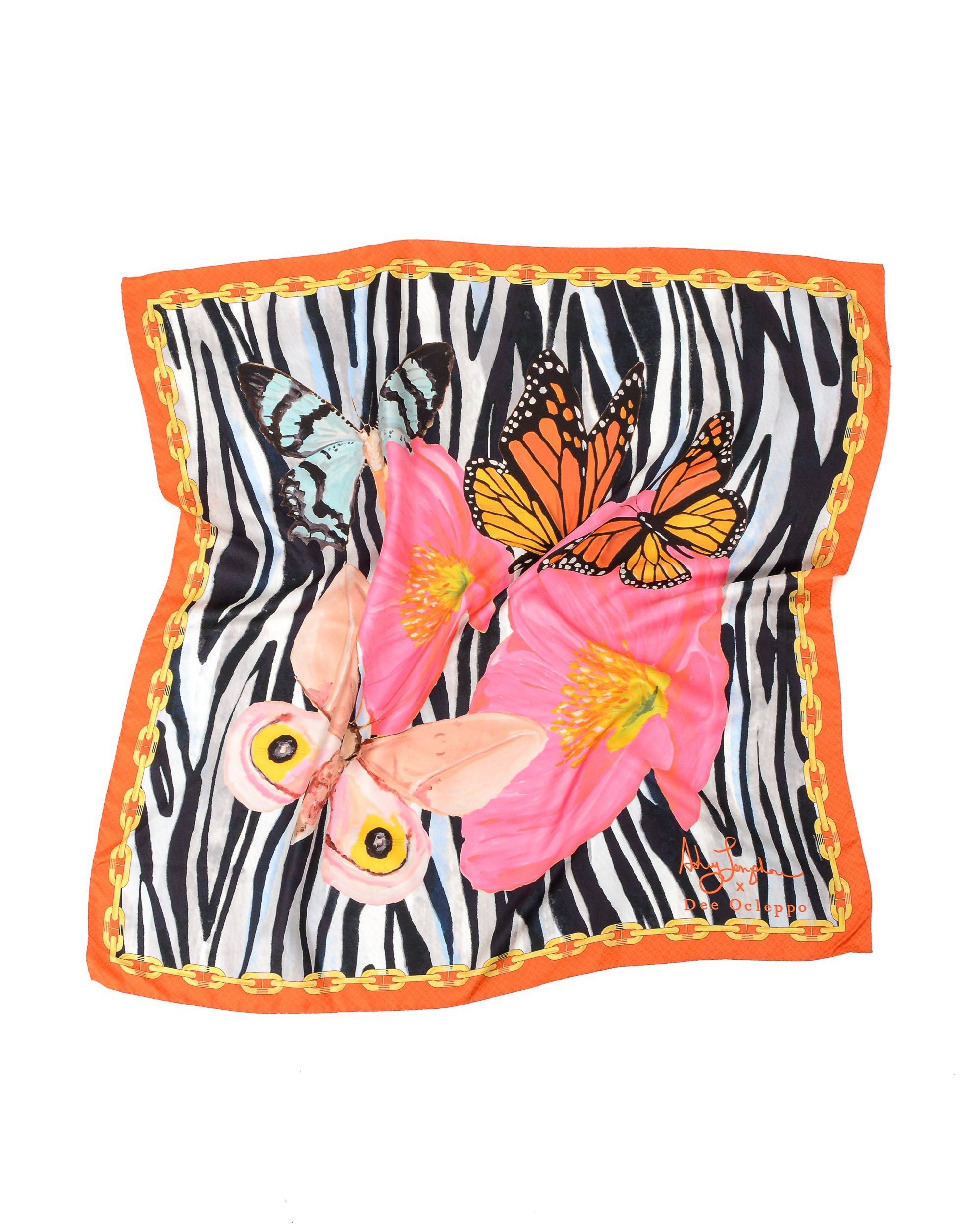 Sciarpa di seta zebrata rossa Dee X Ashley Longshore