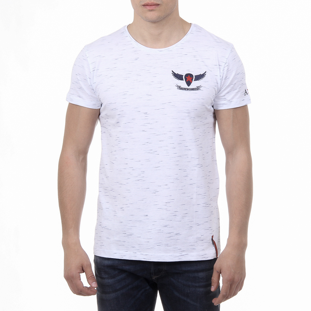 Andrew Charles T-shirt da uomo a maniche corte con scollo rotondo, bianca DYLAN
