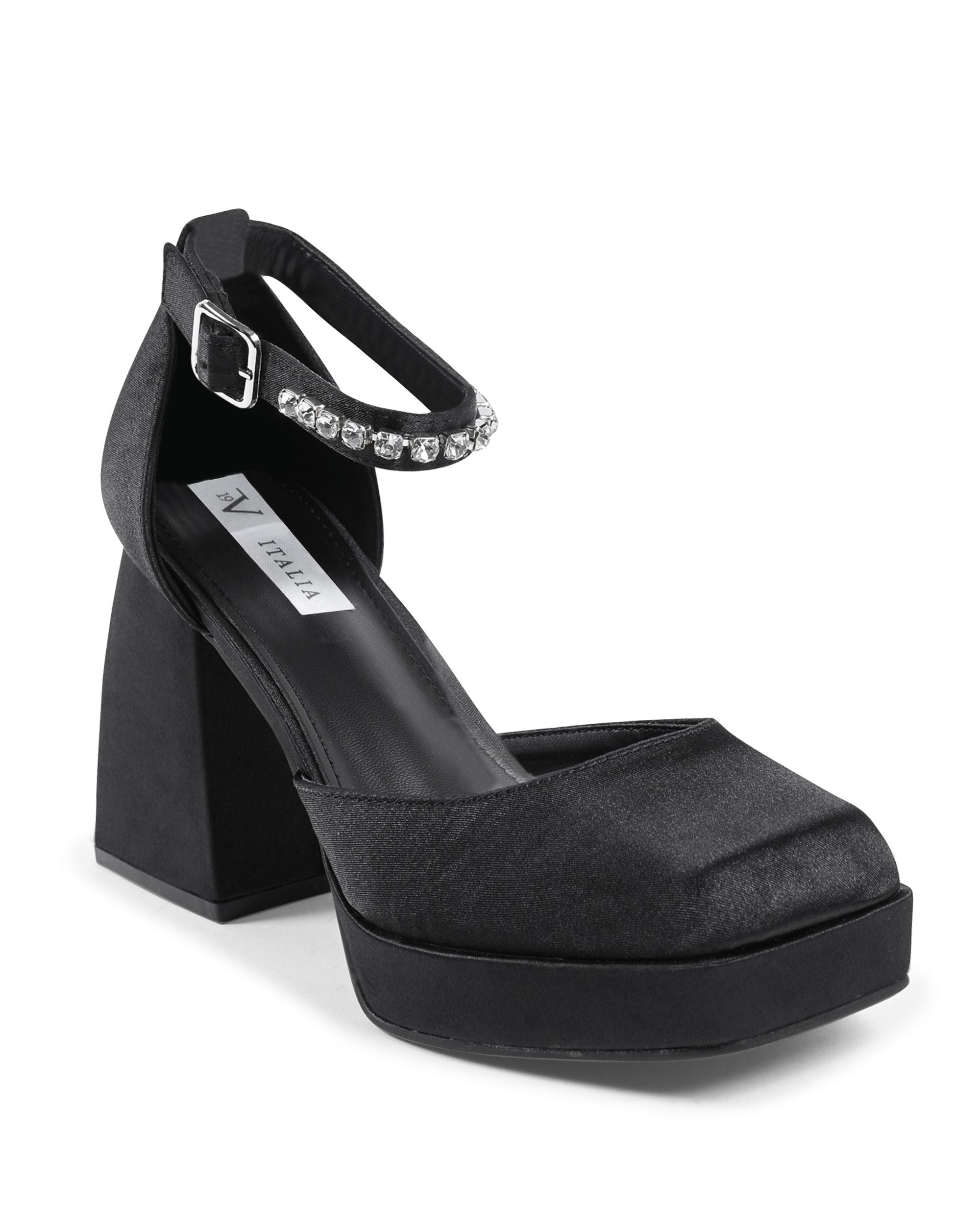 19V69 Italia Scarpe da donna con cinturino alla caviglia nere J010 NERO