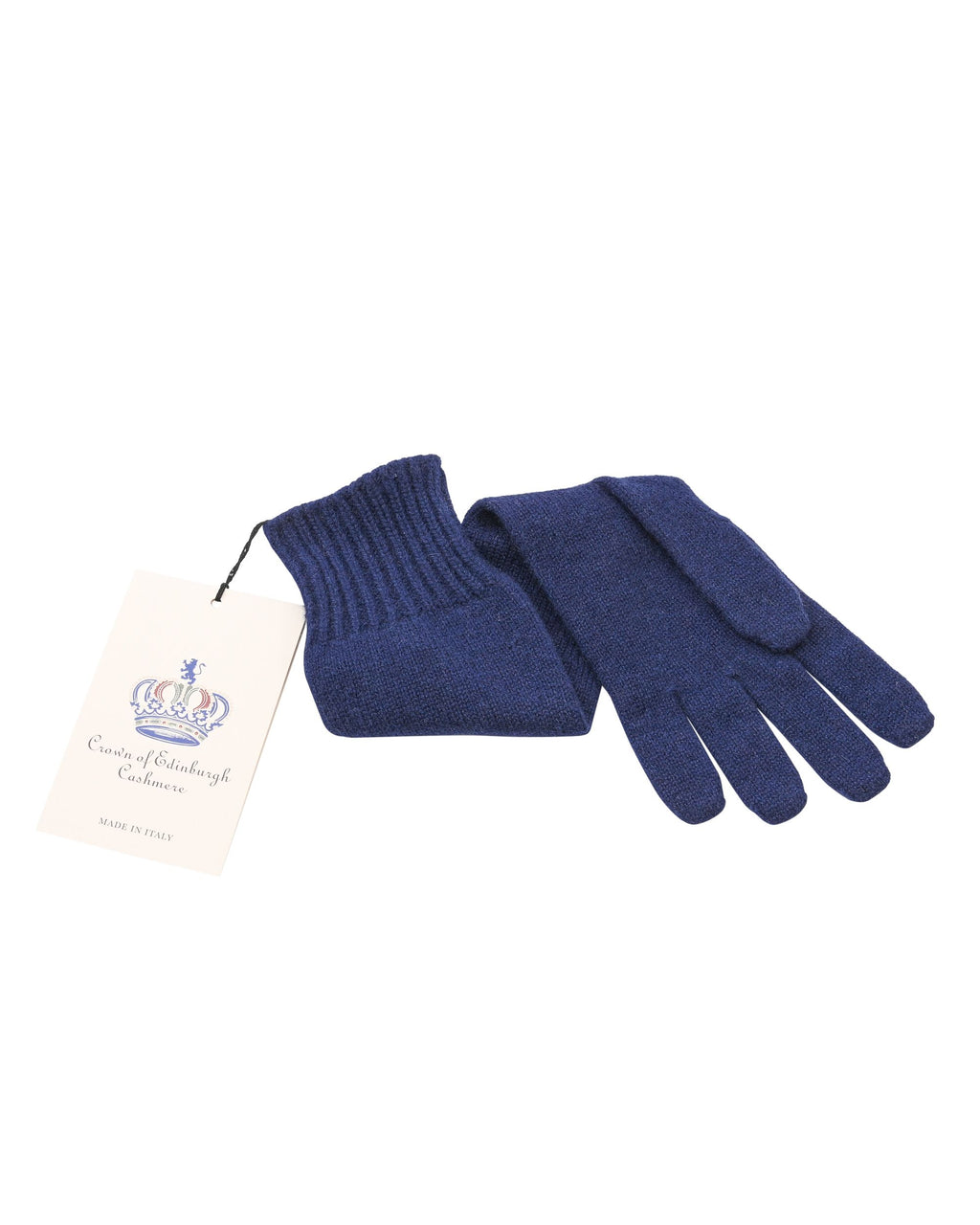 Guanti lunghi da donna in cashmere Crown of Edinburgh COE 002 BLU NOTTE