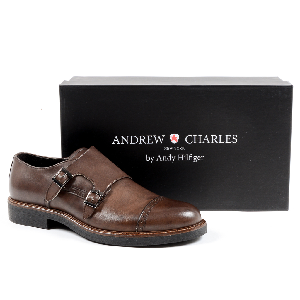 Andrew Charles Scarpe da uomo con cinturino Monk Marrone KURT