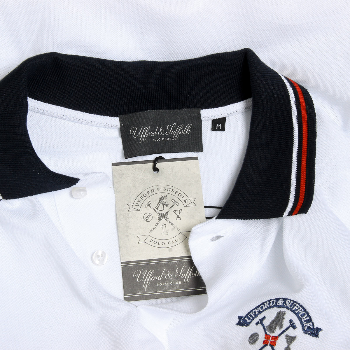 Polo da uomo a maniche corte Ufford & Suffolk Polo Club, colore bianco APACHE