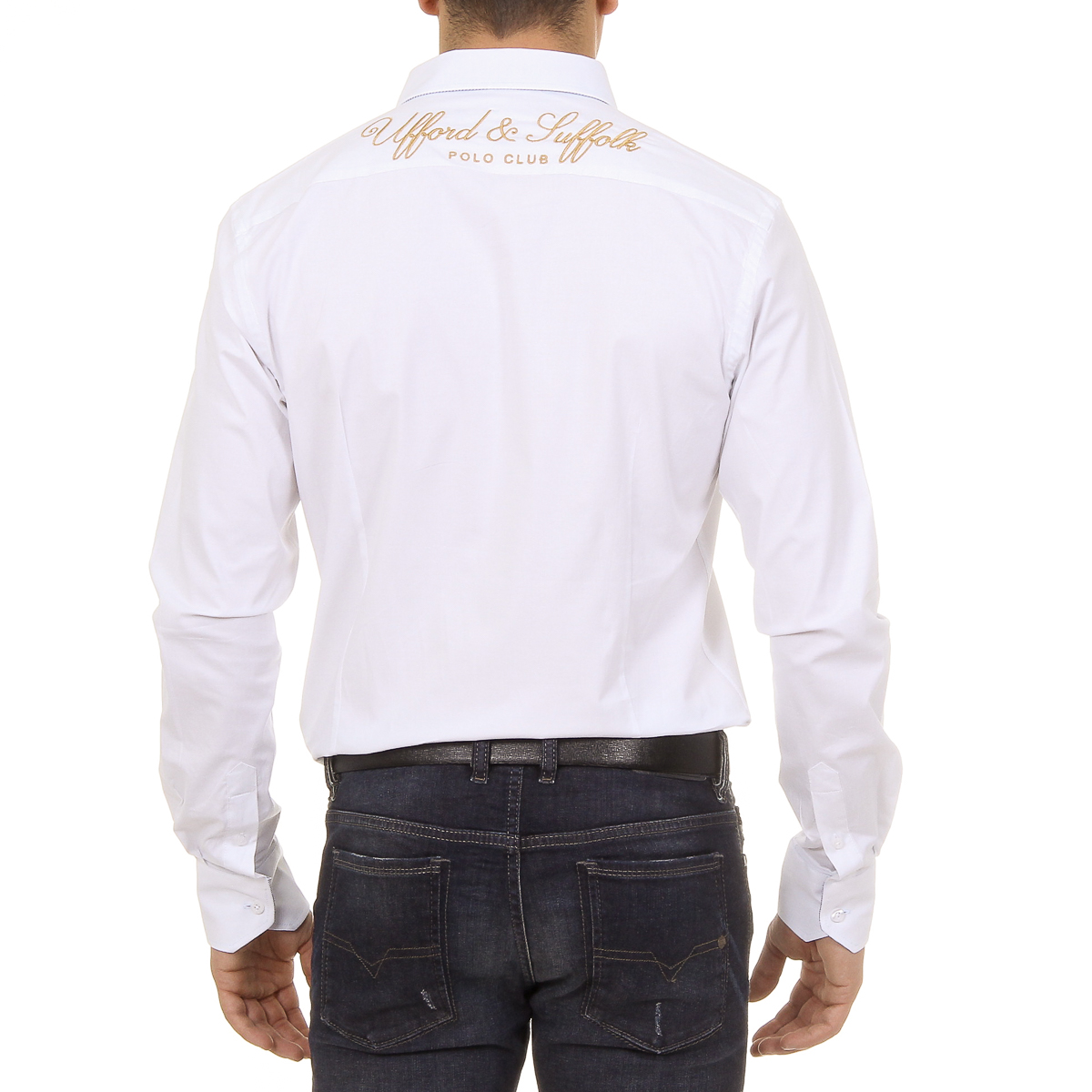 Ufford & Suffolk Polo Club Camicia da uomo a maniche lunghe US010 BIANCO