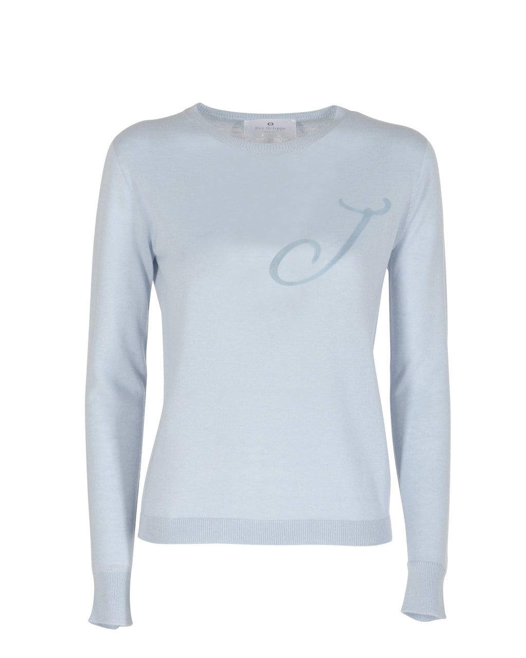 Maglia girocollo in cashmere estivo - Manica lunga - Azzurro