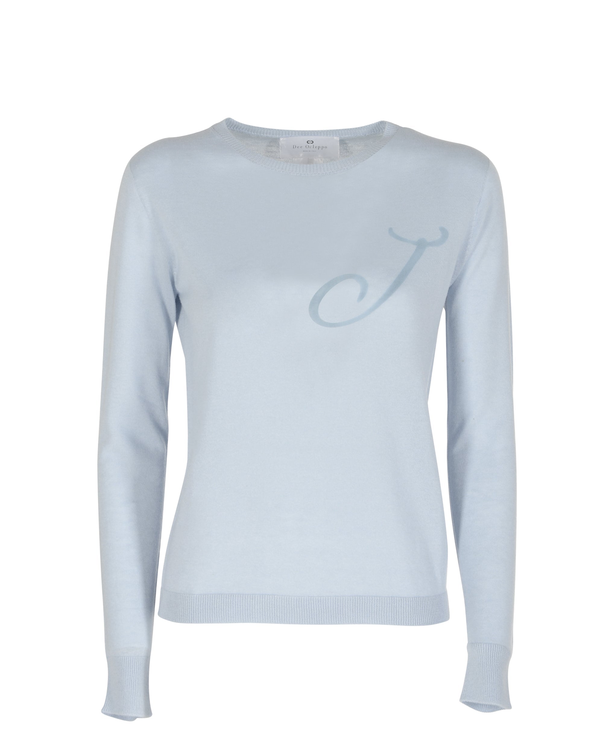 Maglia girocollo in cashmere estivo - Manica lunga - Azzurro