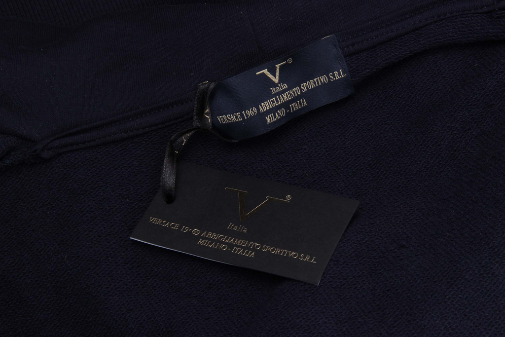 Felpa con cappuccio da uomo V 1969 Italia con cerniera ART. 4468 BLU SCURO