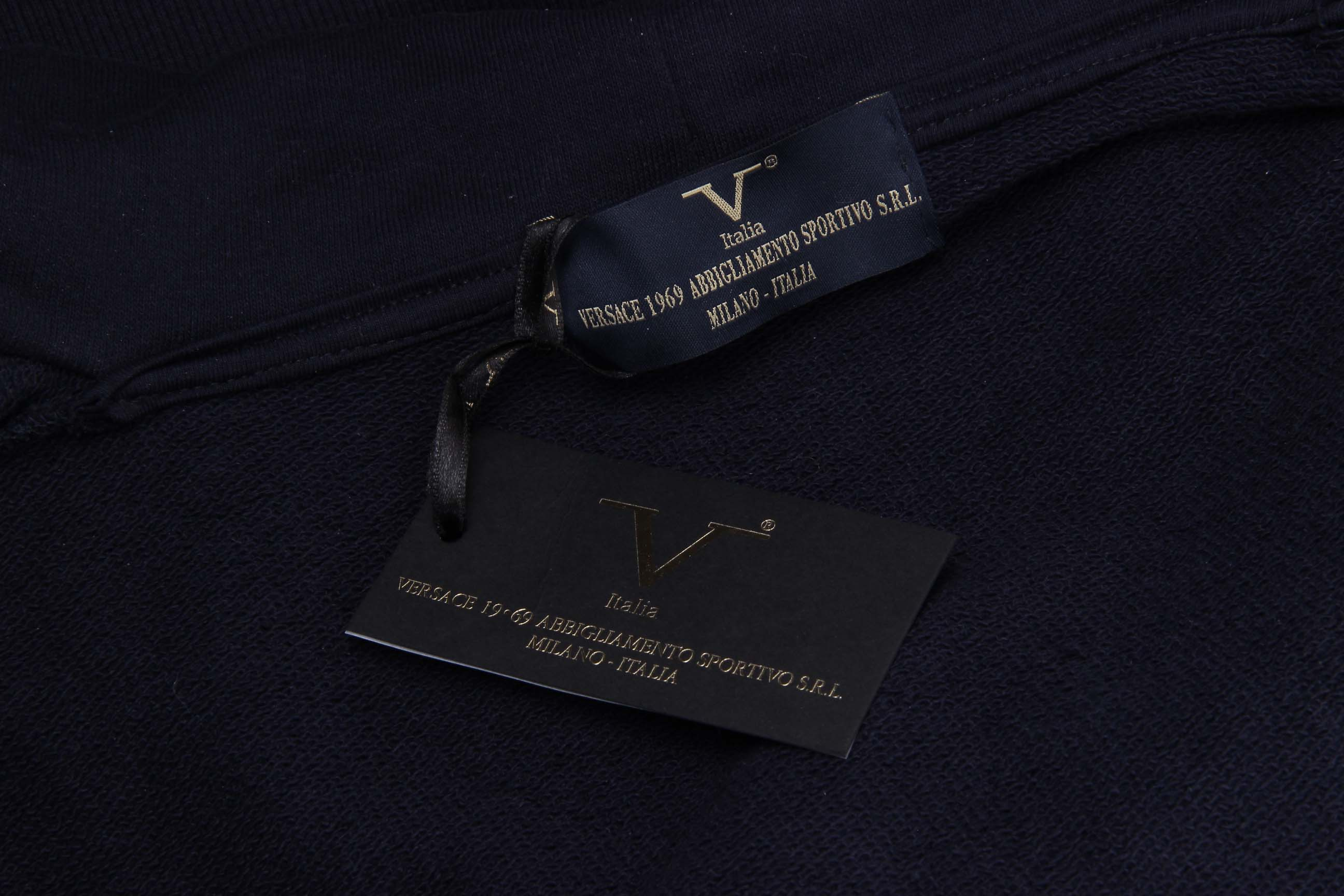 Felpa con cappuccio da uomo V 1969 Italia con cerniera ART. 4468 BLU SCURO