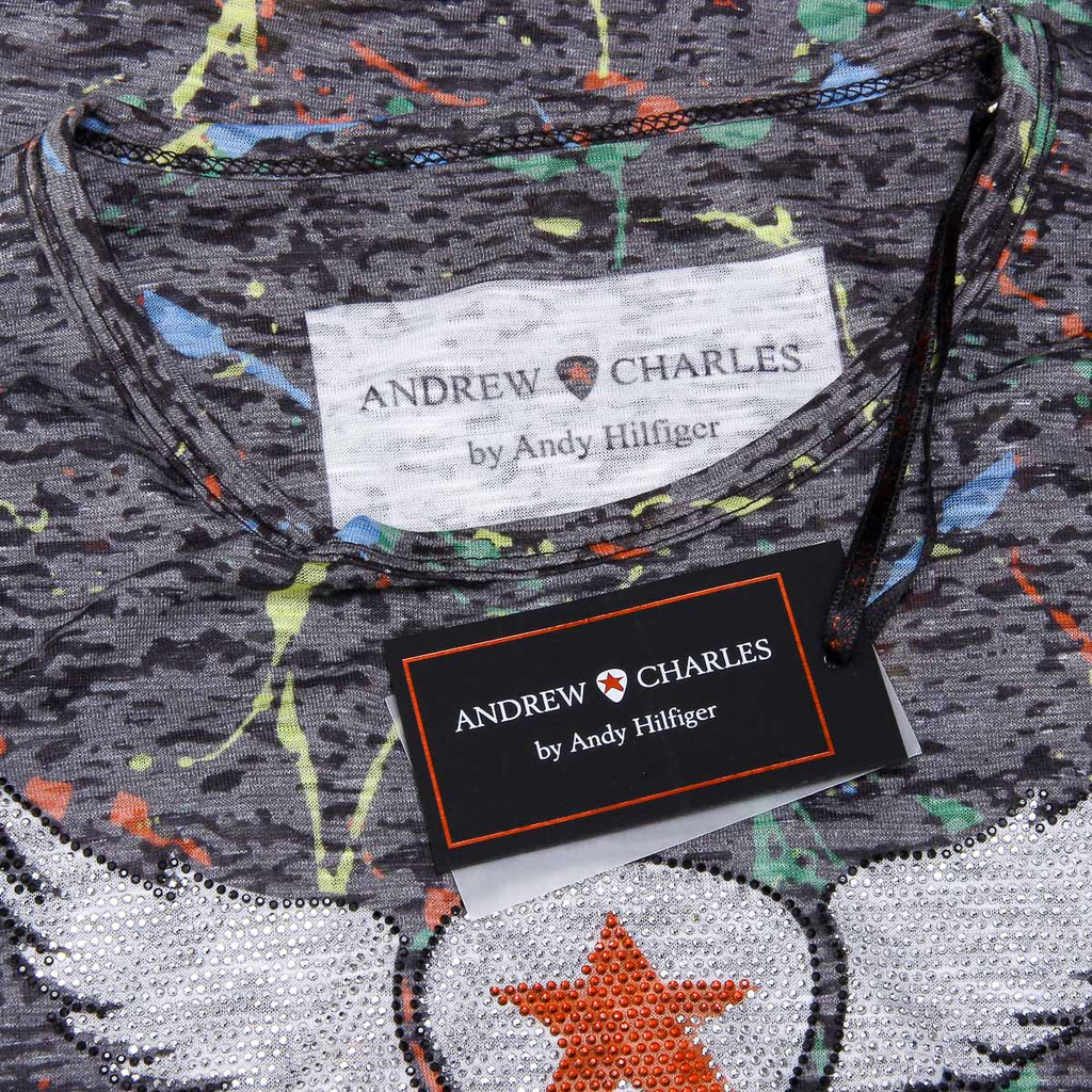 Andrew Charles T-shirt da uomo a maniche corte con scollo tondo, nera, modello HUNTER