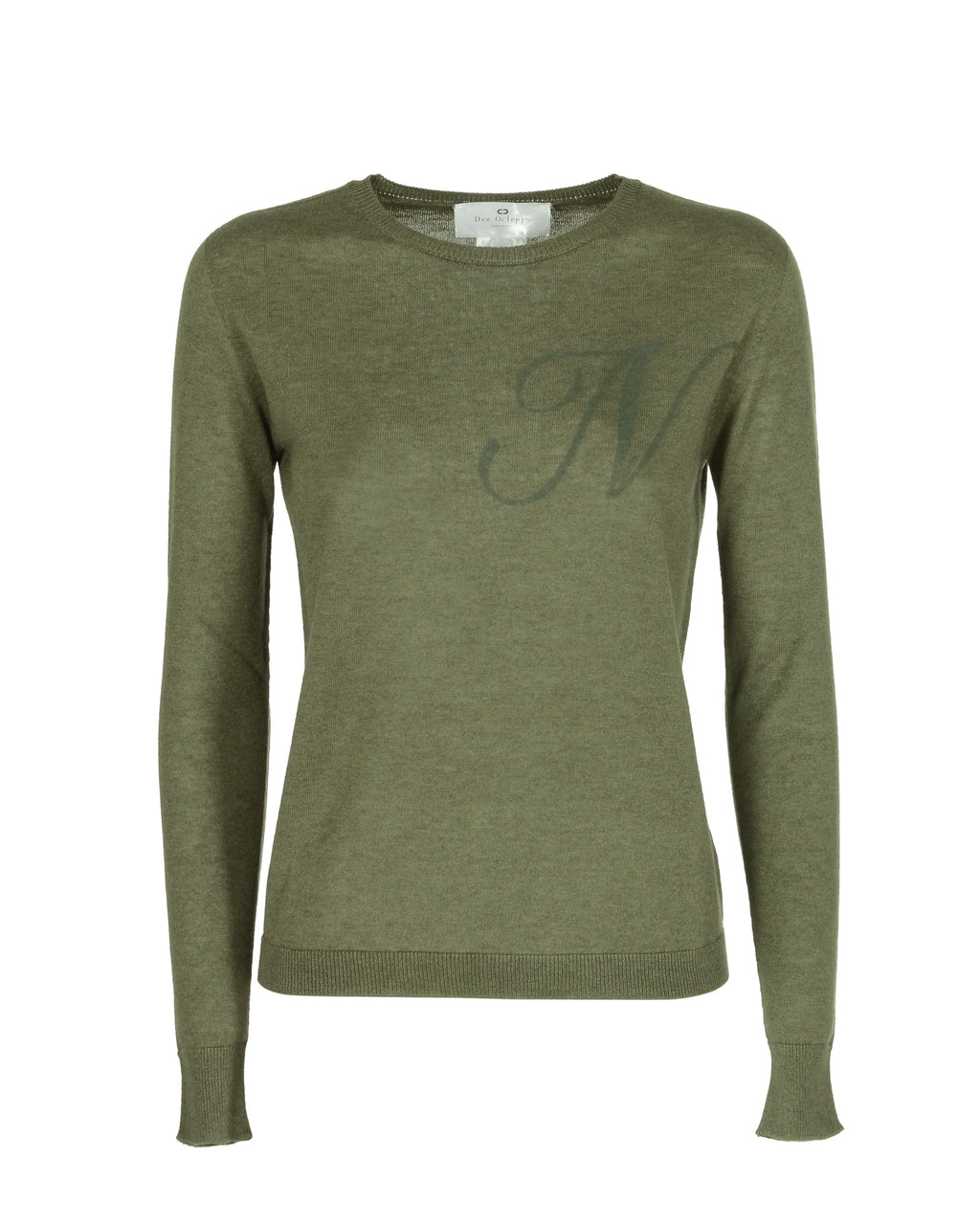 Maglia girocollo in cashmere estivo - Manica lunga - Verde