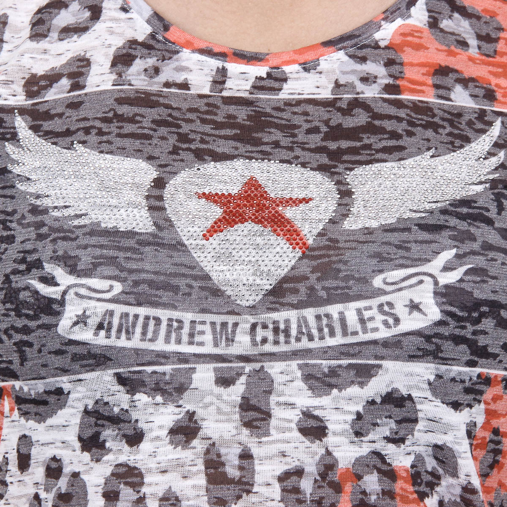 Andrew Charles T-shirt da donna a maniche corte con scollo rotondo, rossa MAYA
