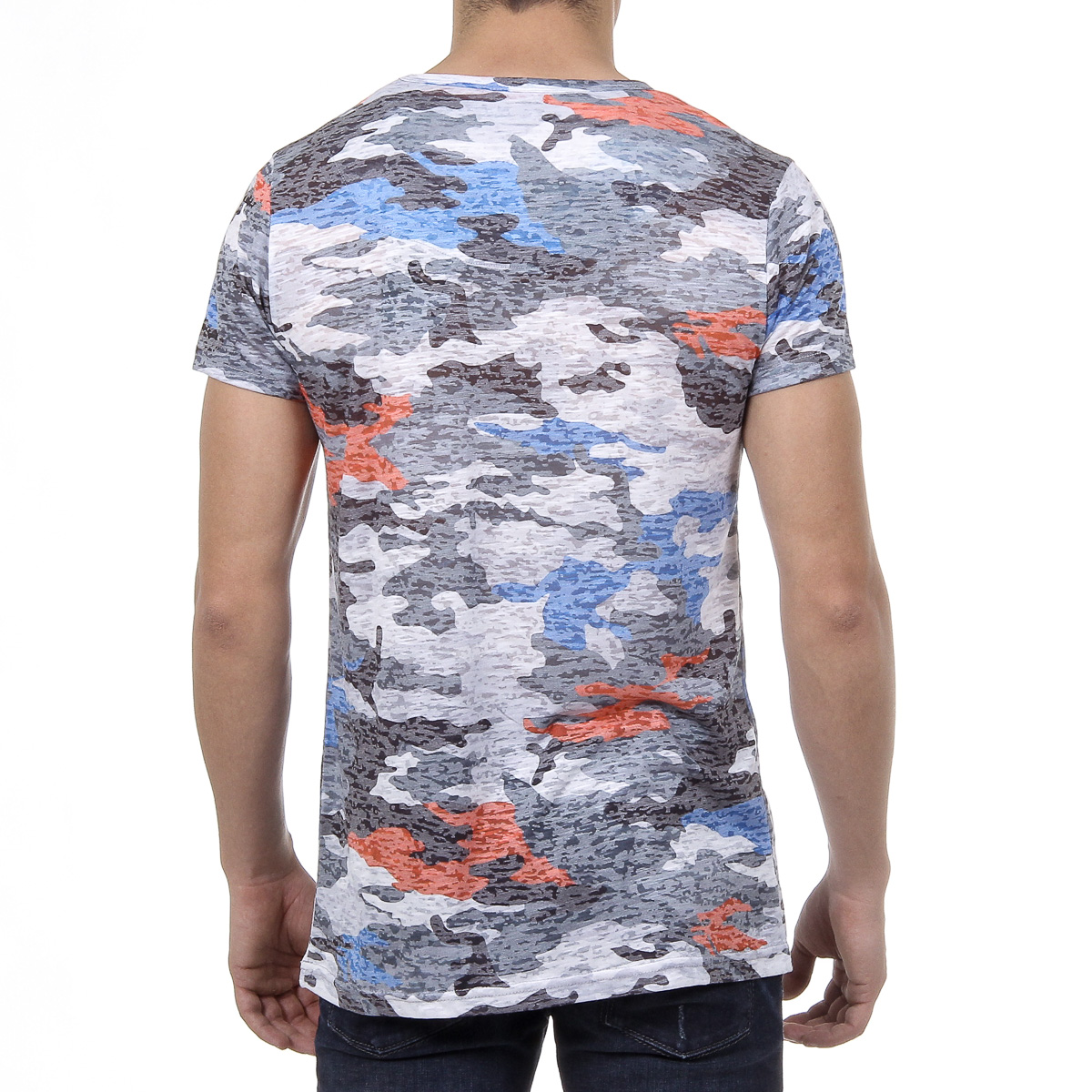 V 1969 Italia T-shirt da uomo a maniche corte con scollo rotondo multicolore OWEN