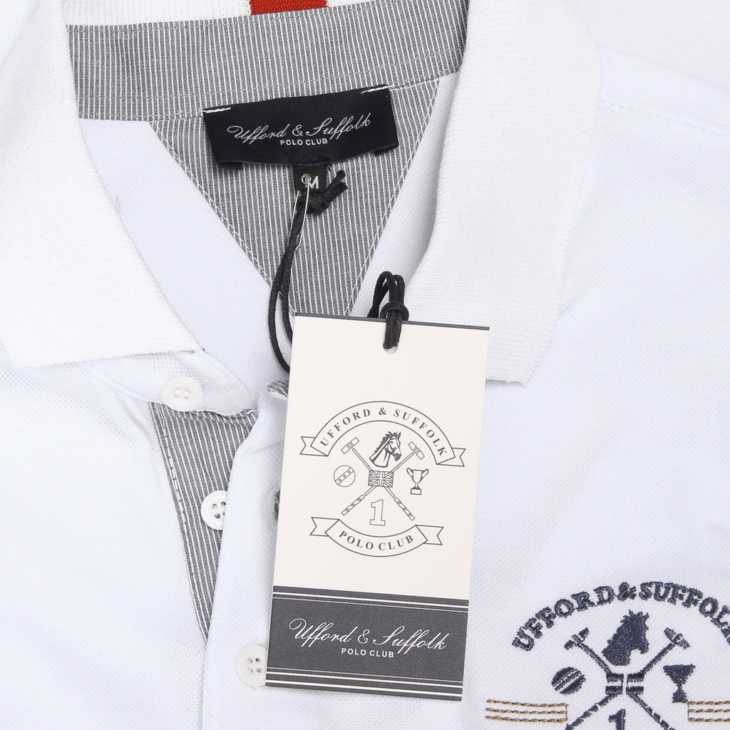Polo da uomo a maniche corte Ufford & Suffolk Polo Club US025 BIANCO