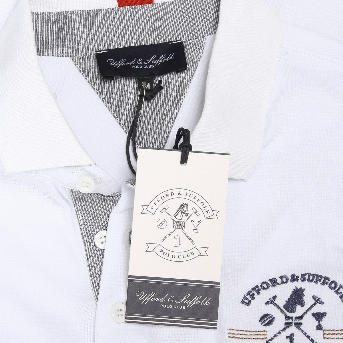 Polo da uomo a maniche corte Ufford & Suffolk Polo Club US025 BIANCO