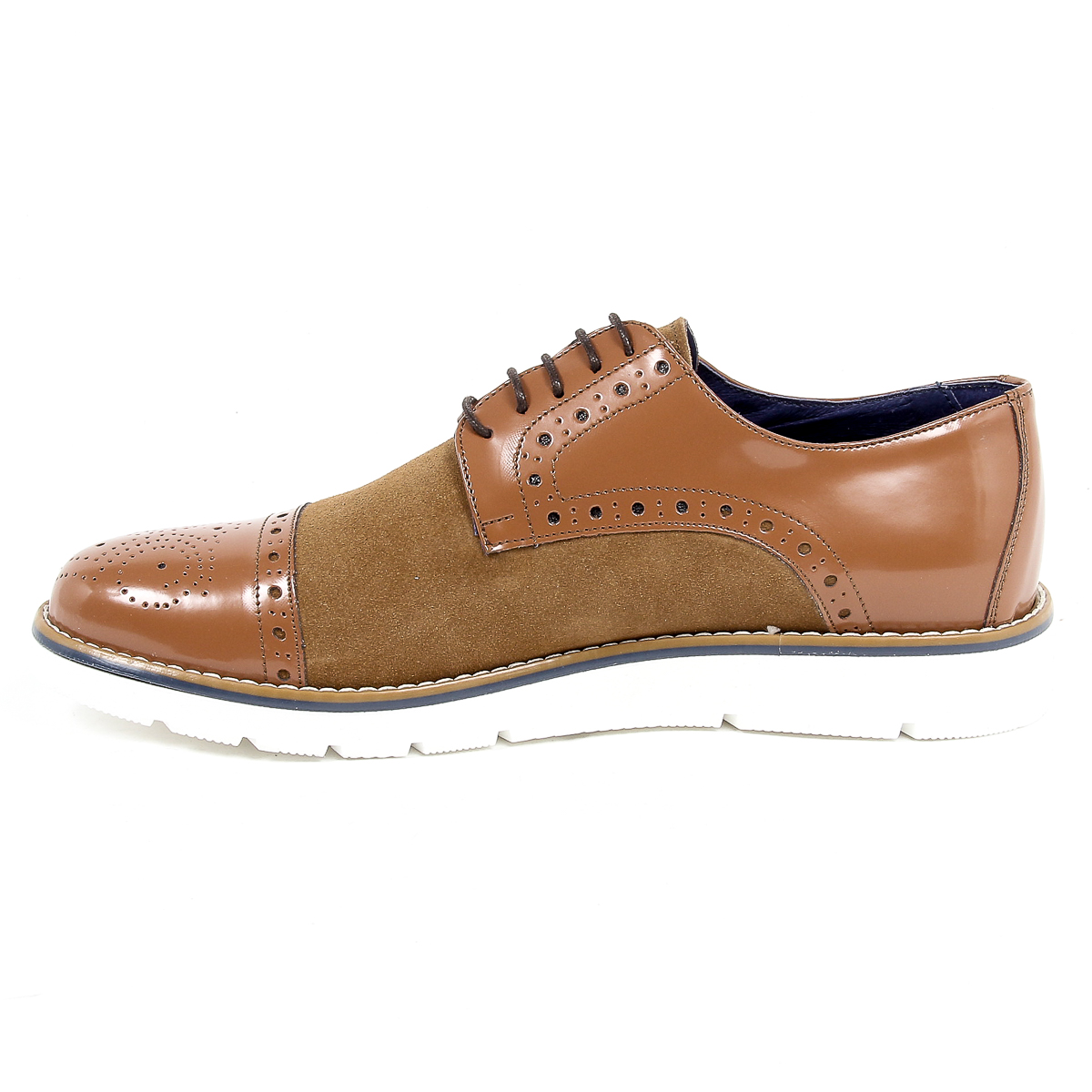 Andrew Charles Mens Brogue Oxford Shoe 911 ABRASIVATO CAMOSCIO COGNAC