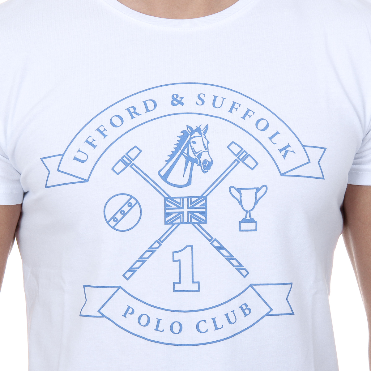 T-shirt da uomo Ufford & Suffolk Polo Club a maniche corte con scollo tondo US027 BIANCO