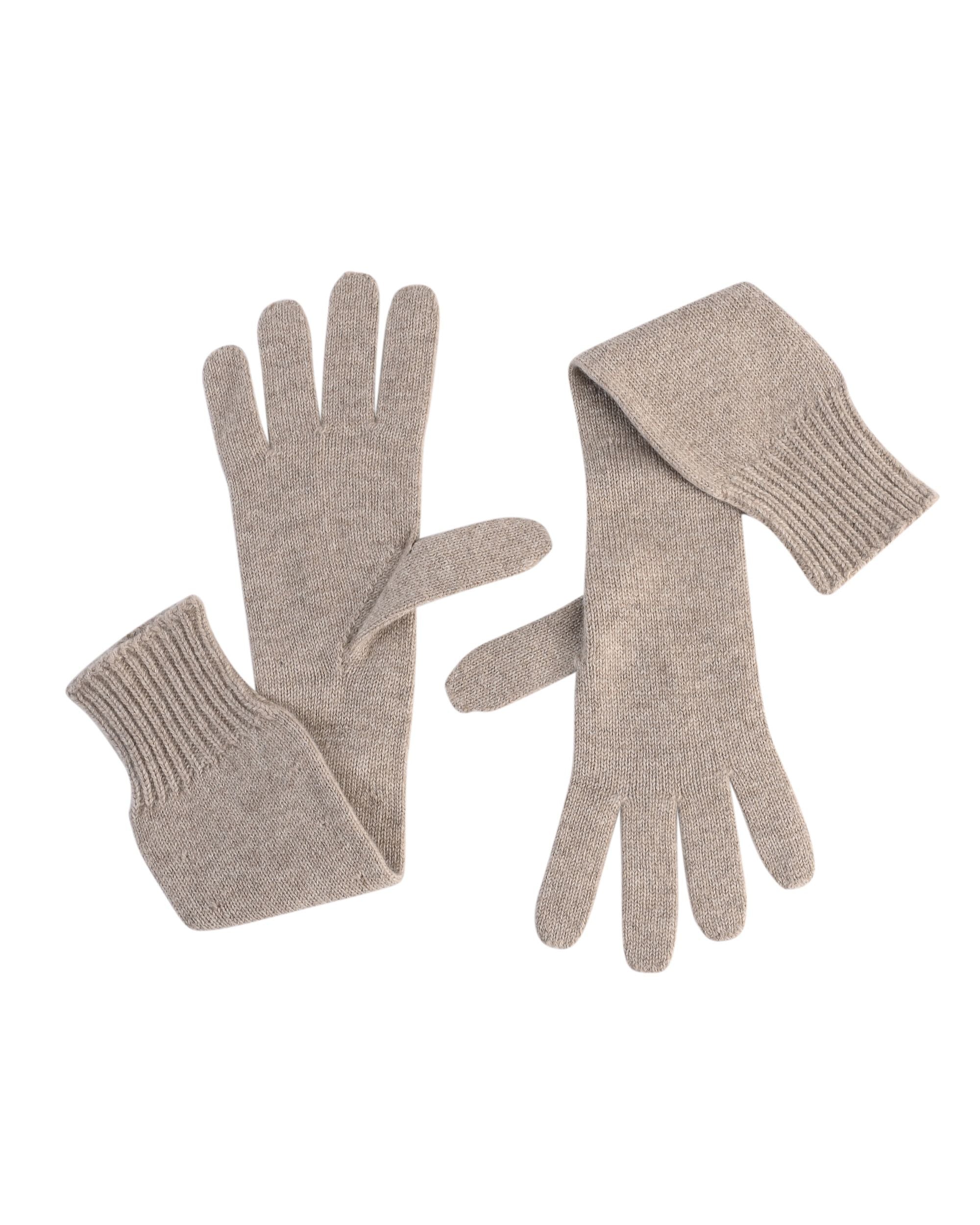 Guanti lunghi da donna in cashmere Crown of Edinburgh COE 002 DARK BEIGE