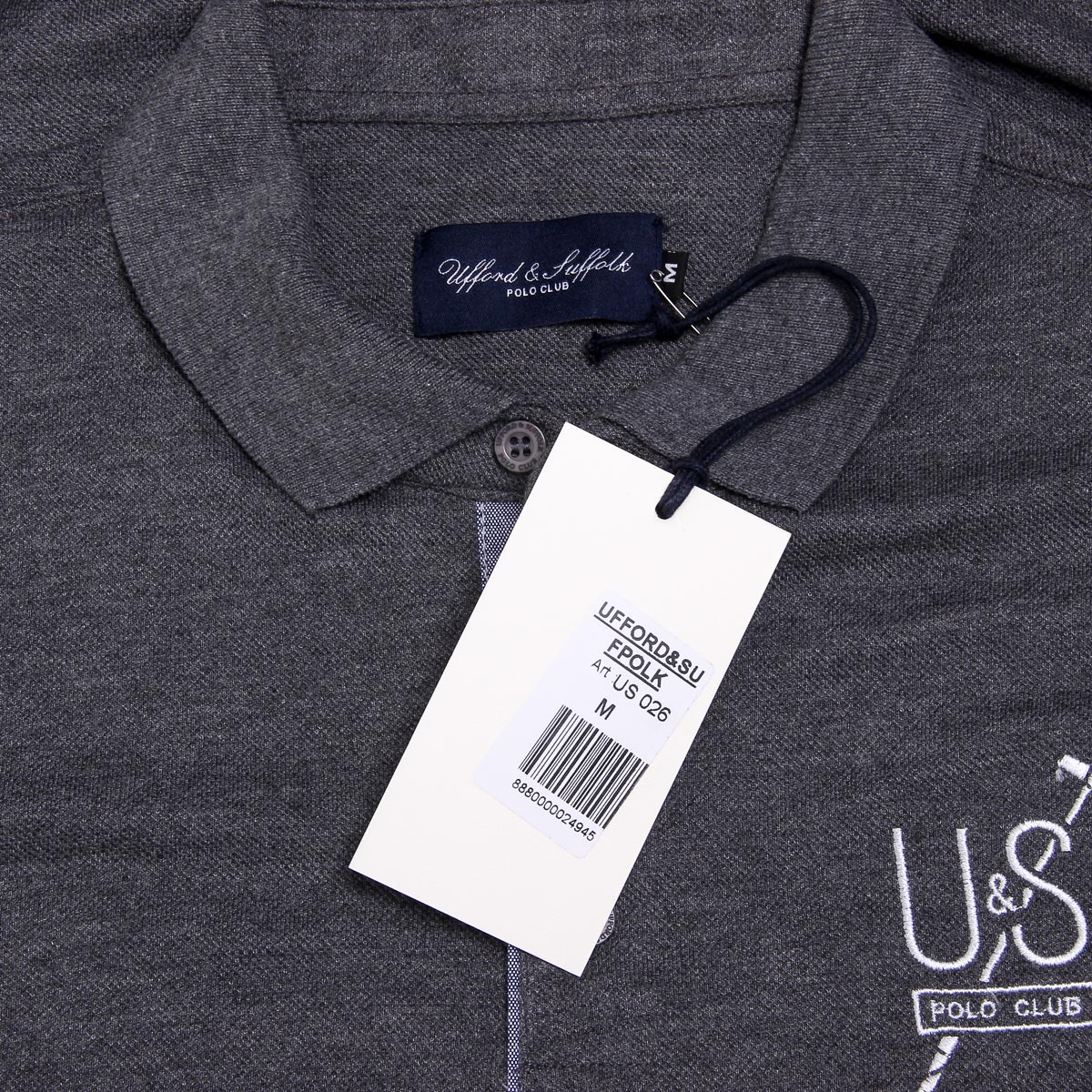 Polo da uomo a maniche corte Ufford & Suffolk Polo Club US026 ANTRACITE