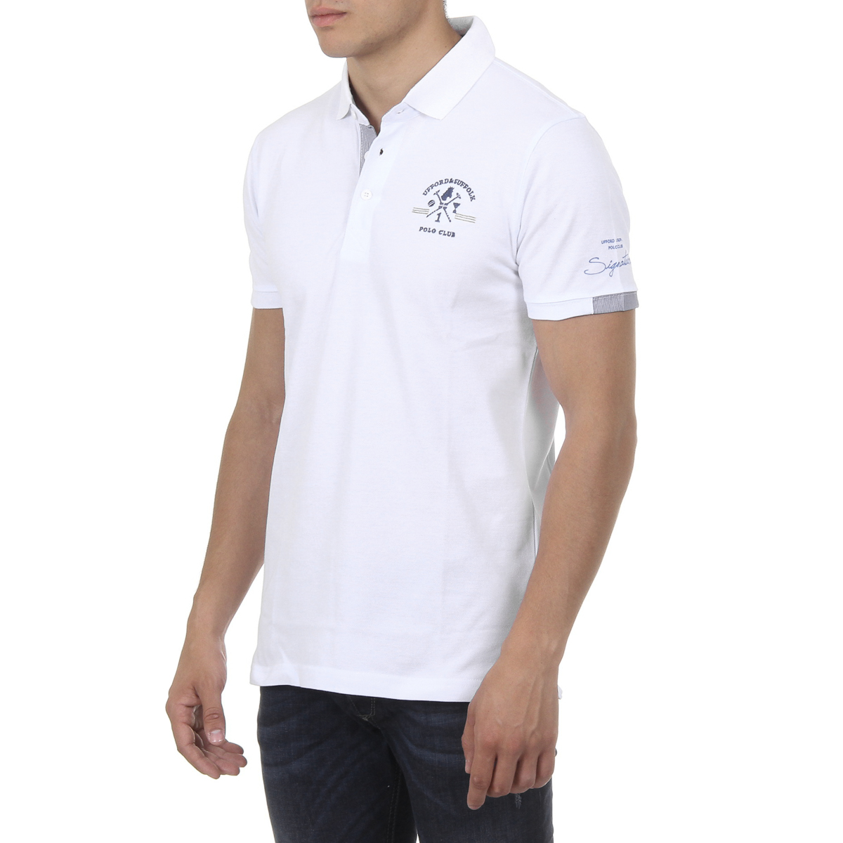 Polo da uomo a maniche corte Ufford & Suffolk Polo Club US025 BIANCO