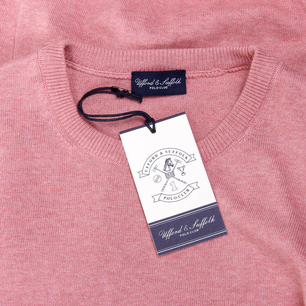 Maglione da uomo Ufford & Suffolk Polo Club a maniche lunghe con scollo rotondo PULLRUS100 ROSA