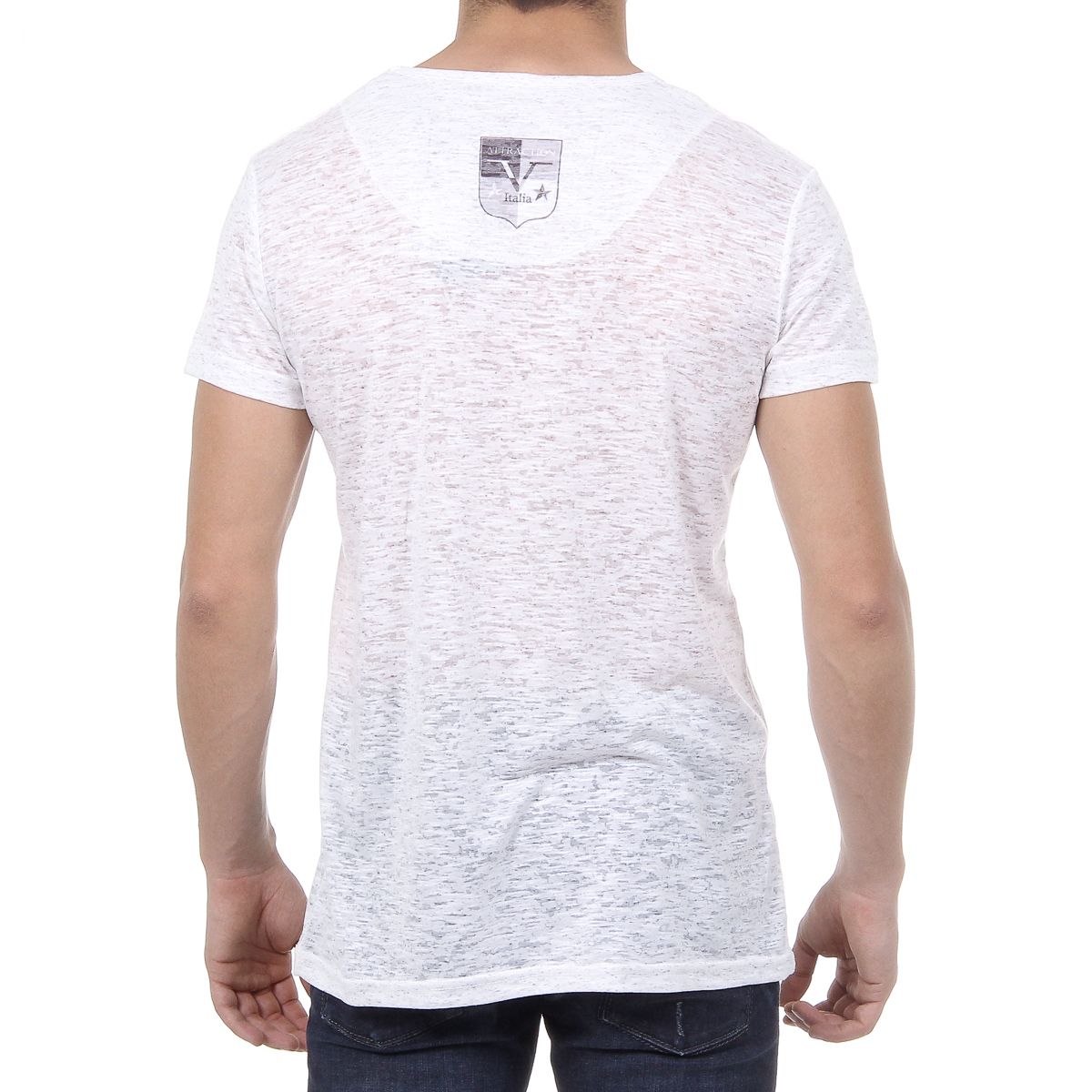 V 1969 Italia T-shirt da uomo a maniche corte con scollo a V, bianca ALEXANDER