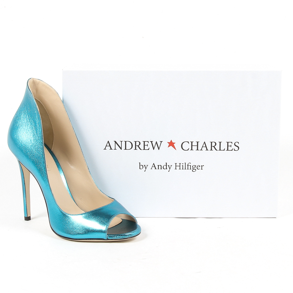 Andrew Charles - Décolleté da donna con punta aperta, colore azzurro, DAFNE