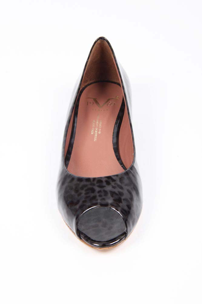 V 1969 Italia Ballerina da donna con tacco e punta aperta 5480-STEFY N PE PELLAME STAMPATO LEOPARD