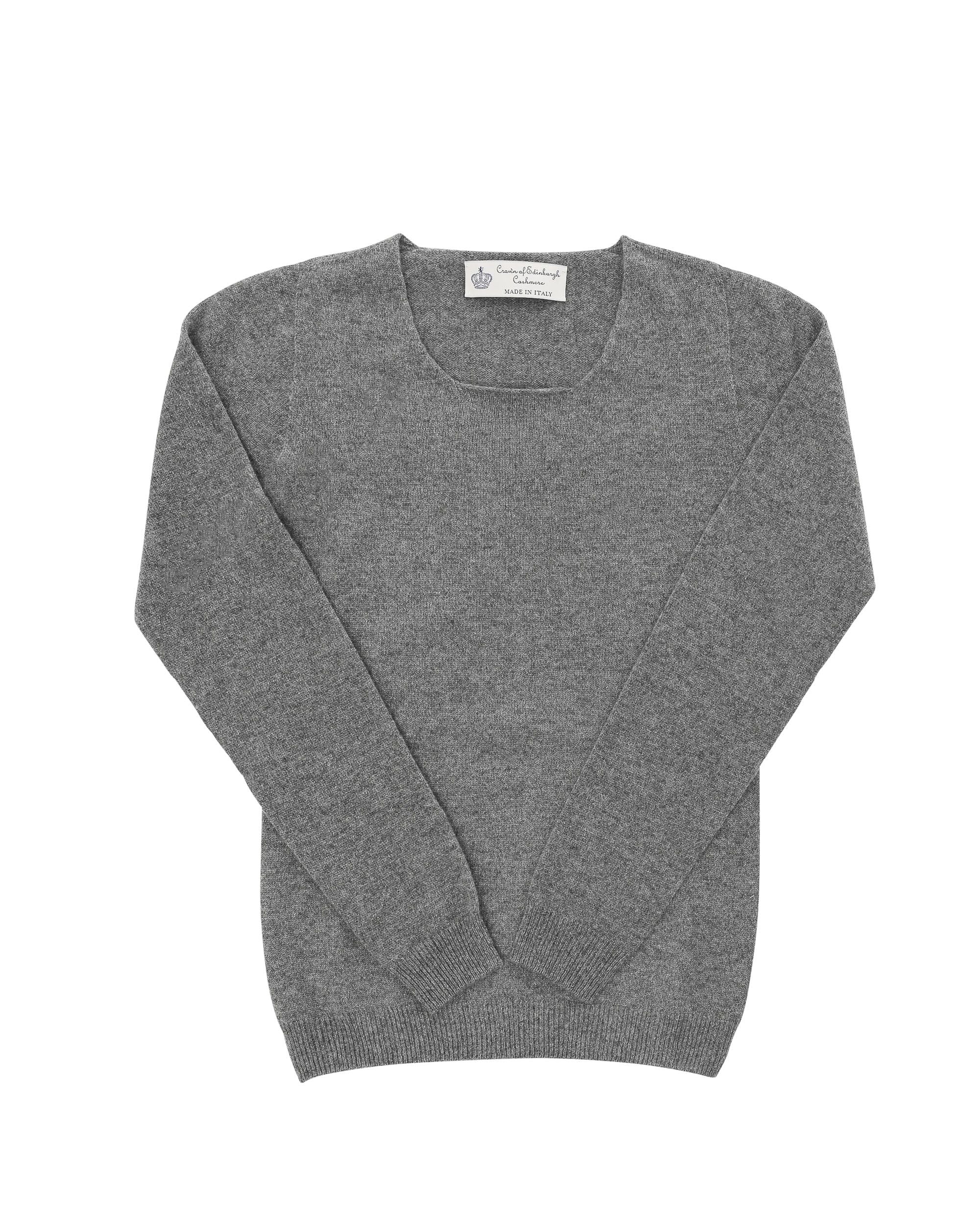 Maglione da donna in cashmere con scollo quadrato Crown of Edinburgh COE 0024 SMOG