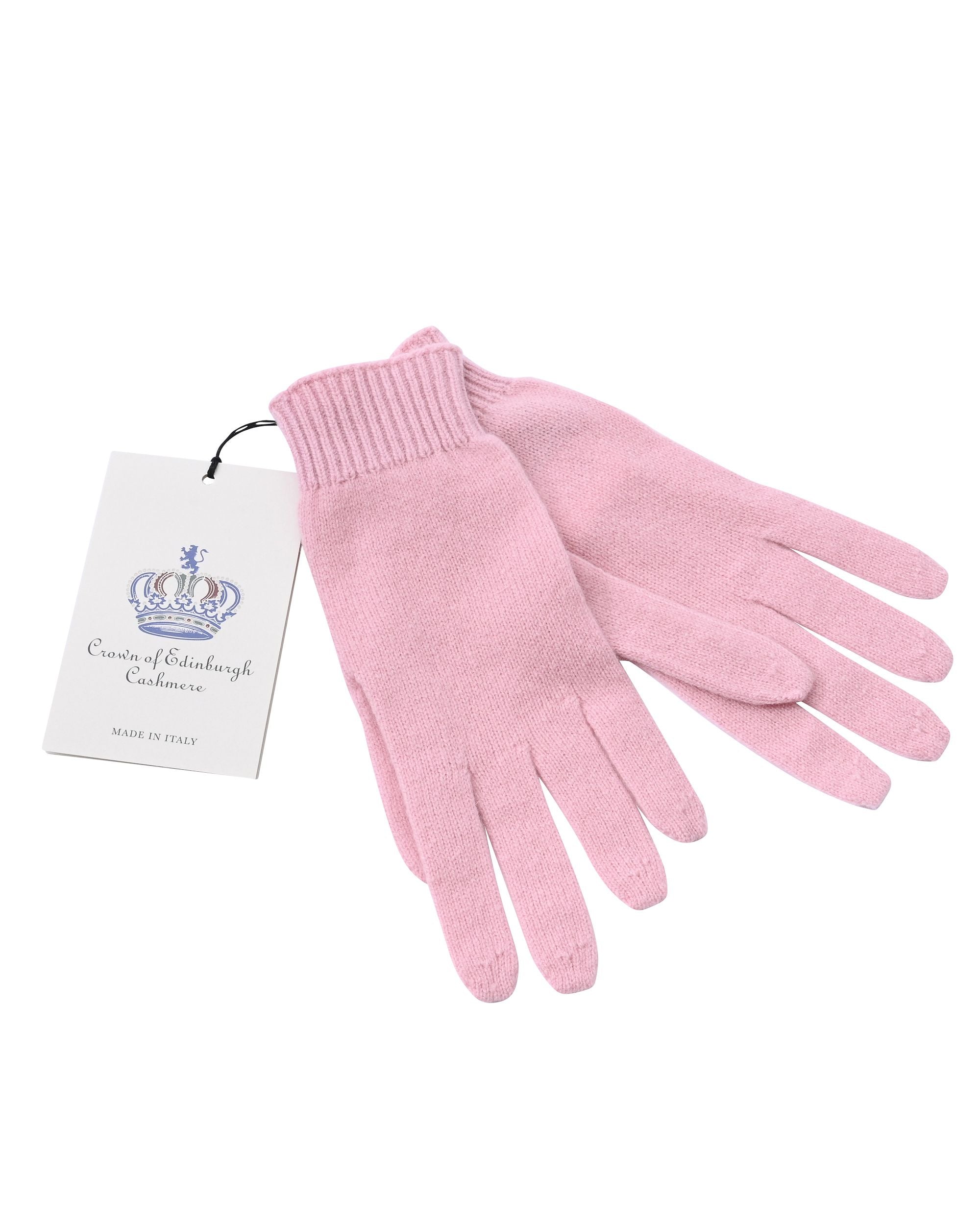 Guanti corti da donna in cashmere Crown of Edinburgh COE 001 ROSA CONTORNO