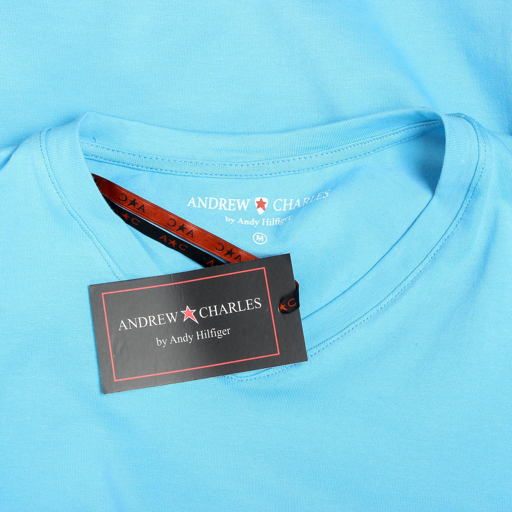 Andrew Charles T-shirt da uomo a maniche corte con scollo a V, colore azzurro KENAN