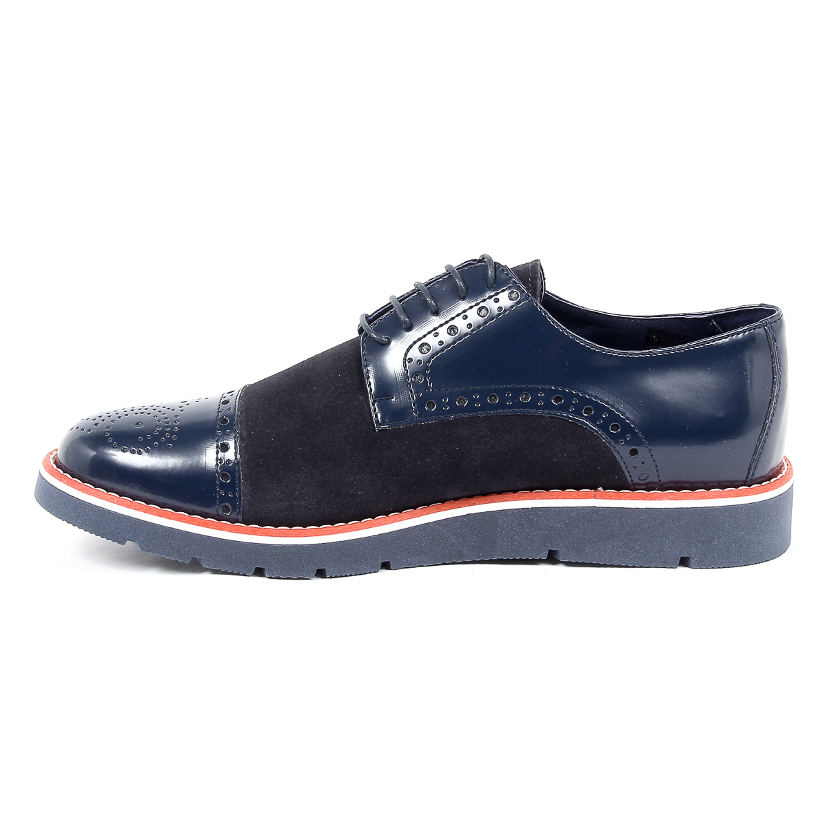 Scarpe Oxford brogue da uomo Andrew Charles 911 ABRASIVATO CAMOSCIO BLEU