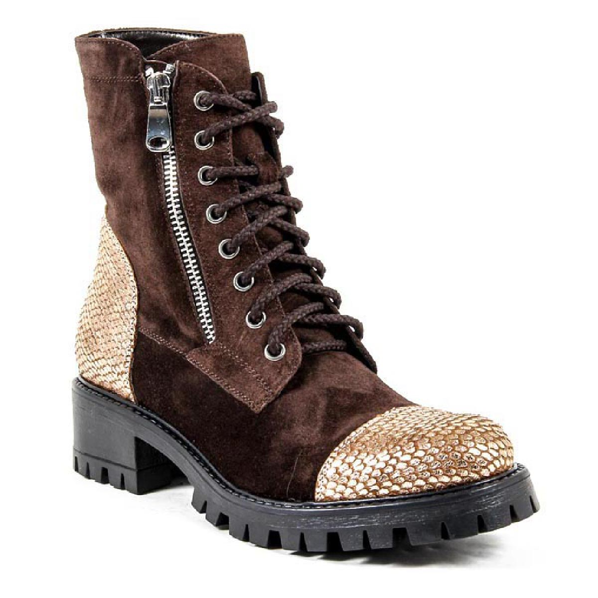 V 1969 Italia Womens Short Boot B1476 VELOUR TDM PITONE BRONZO