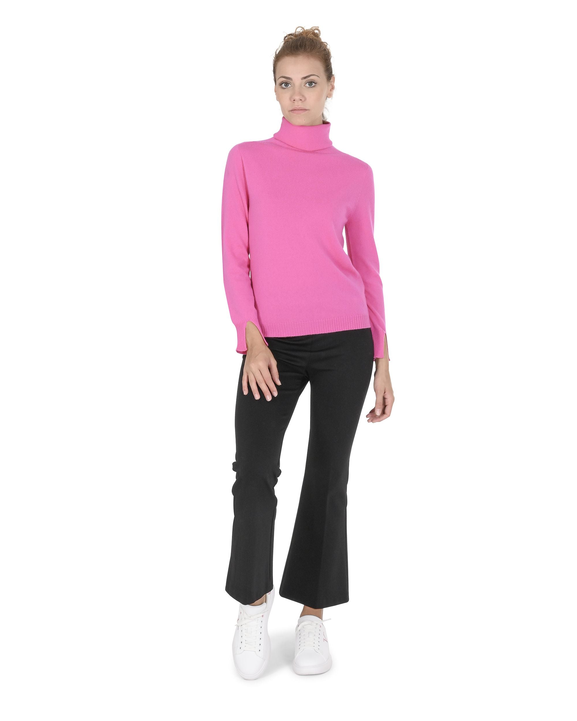 Maglione dolcevita da donna in cashmere Crown of Edinburgh COE 0023 FUSCHIA