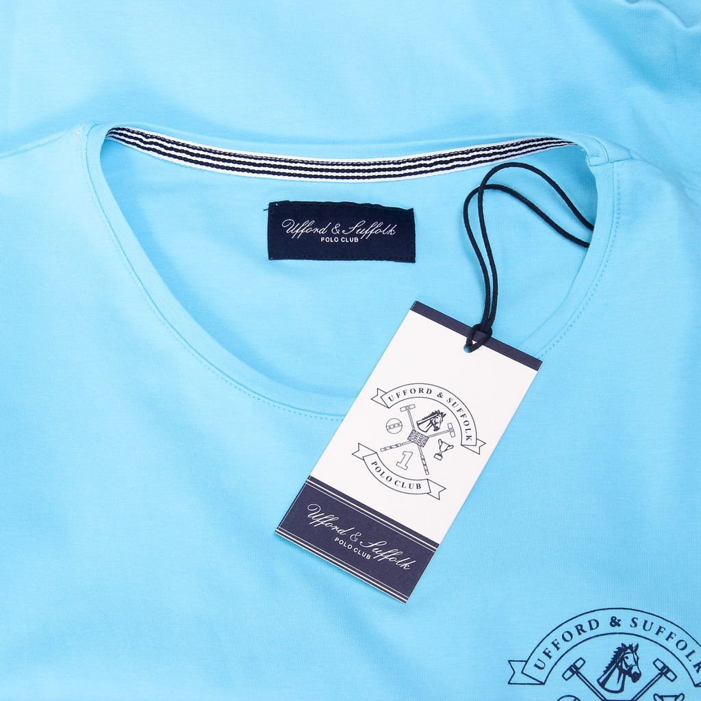 T-shirt da uomo Ufford & Suffolk Polo Club a maniche corte con scollo rotondo US028 BLU
