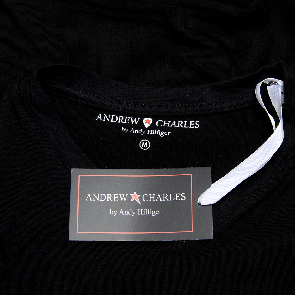 Andrew Charles Maglietta da uomo a maniche corte con scollo a V, nera KENAN