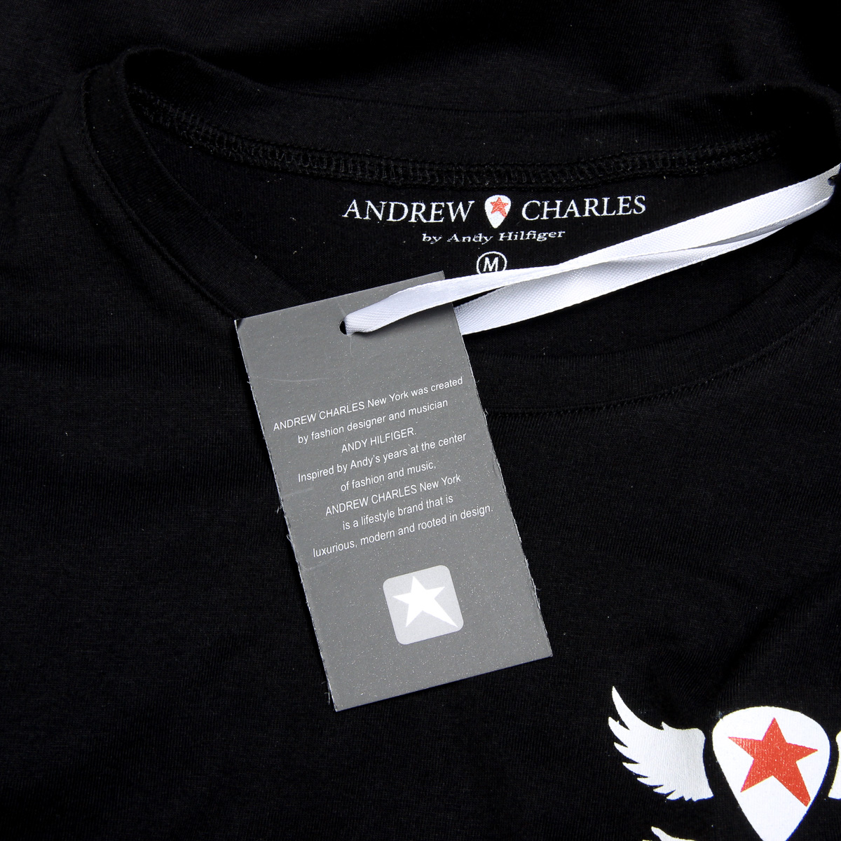 Andrew Charles T-shirt da uomo a maniche corte con scollo rotondo, nera KEITA