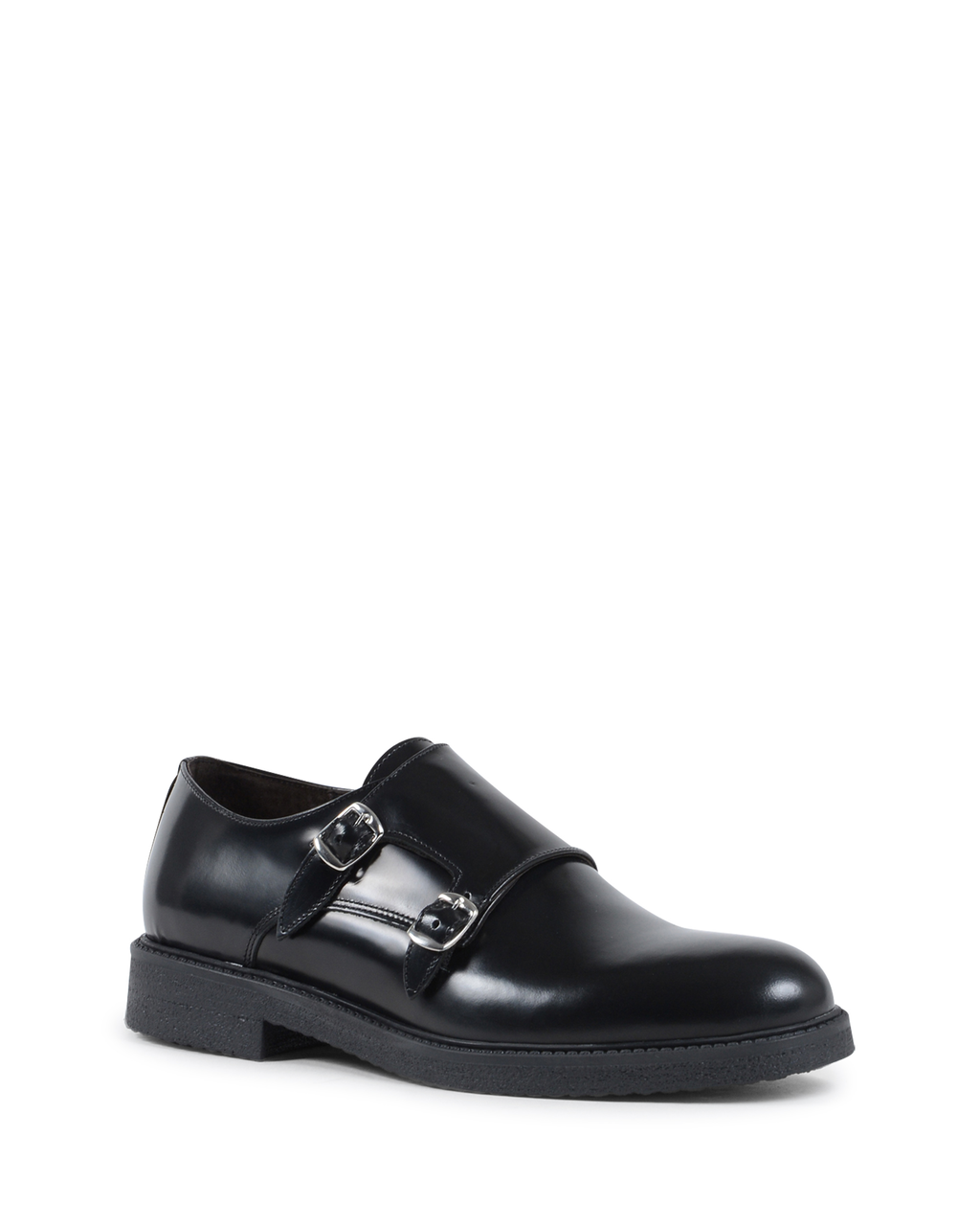 19V69 Italia Mens Double Buckle Shoe Black 1210 P ABRASIVATO NERO