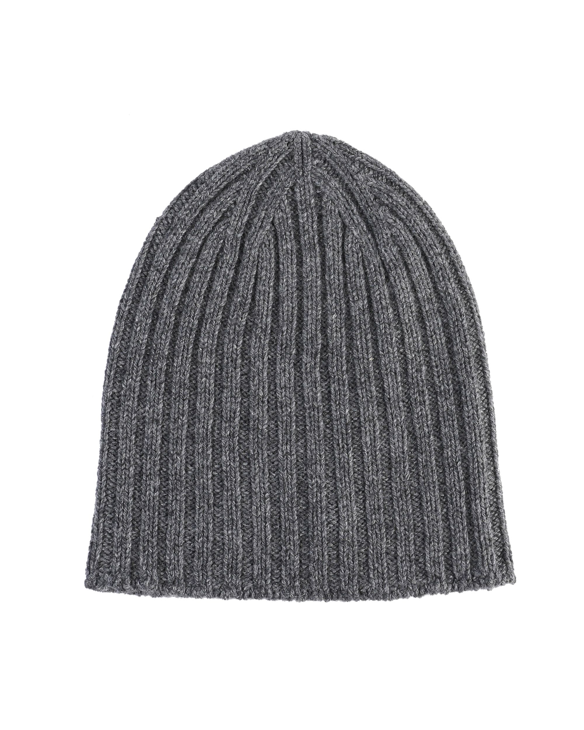 Berretto a coste da donna in cashmere Crown of Edinburgh COE 0045 GRIGIO SCURO