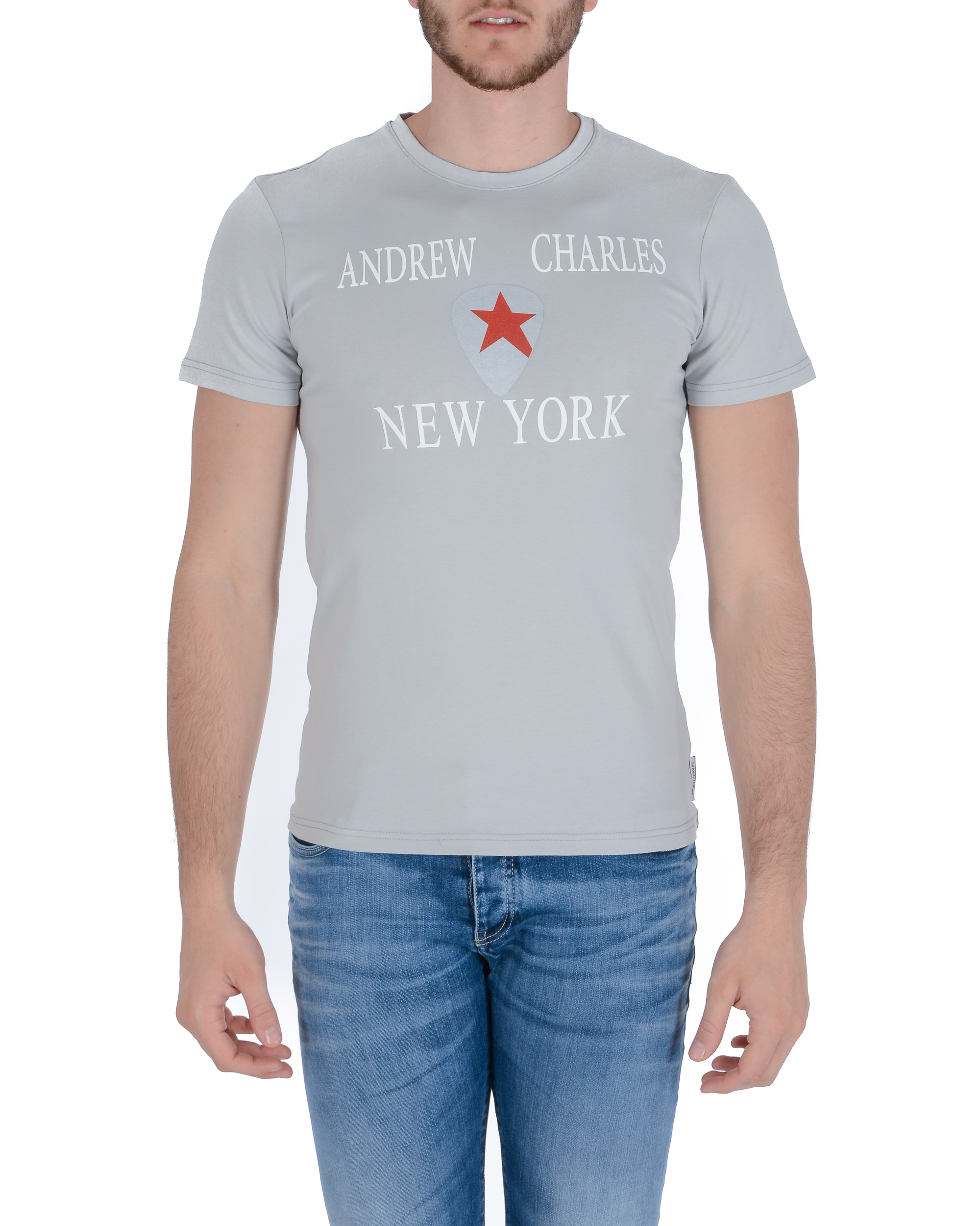 T-shirt da uomo Andrew Charles KEITA GRIGIO CHIARO S14