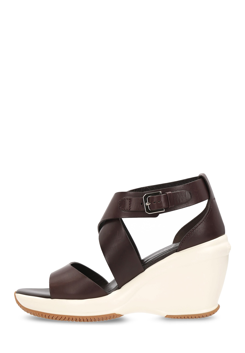 Sandalo con zeppa Hogan da donna marrone scuro HXW1460A360AOFS807